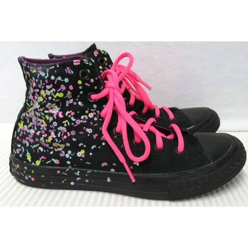 Converse Chuck Taylor All Star Shoes Confetti High Top Lace Up Sneakers Junior - Picture 1 of 9